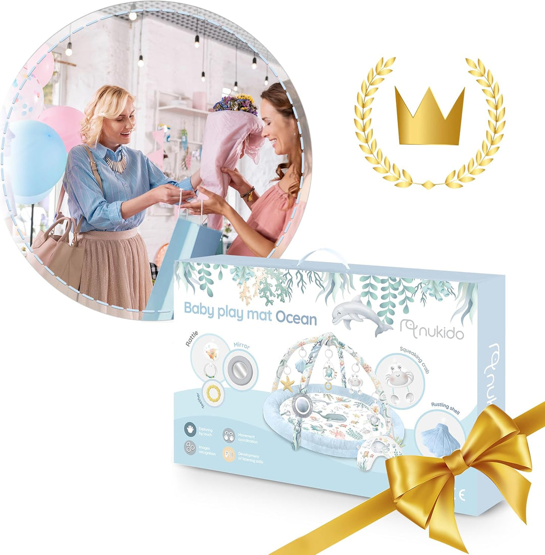 Nukido Spieldecke Mit Spielbogen Baby Spielmatte Babyspieldecke Krabbeldecke 7 Spielzeuge Und Kissen