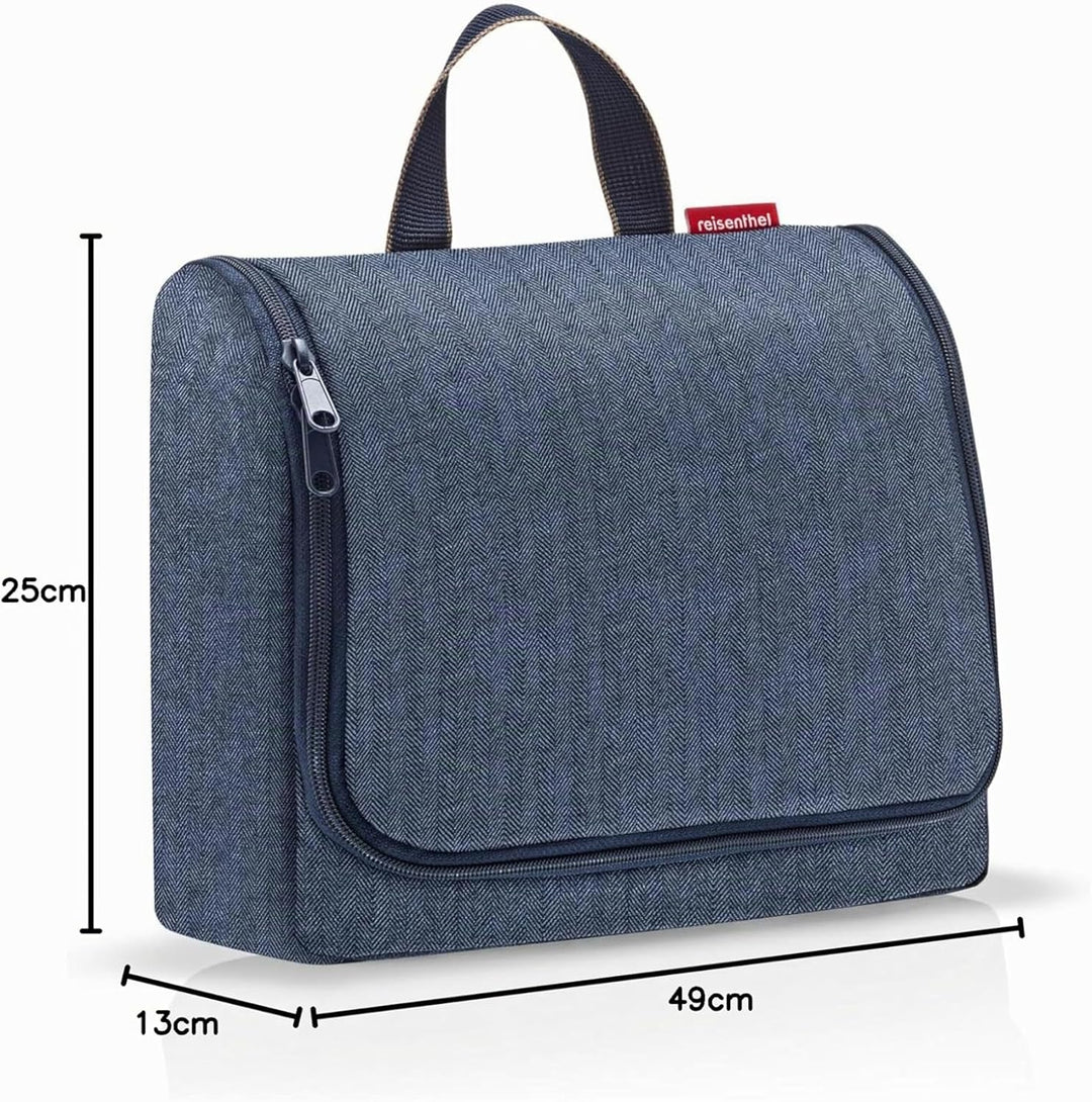 Toiletbag XL Ferringbone Dunkelblau, Dunkelblau, ESTÁNDAR, Casual Herringbone Dark Blue, Herringbone