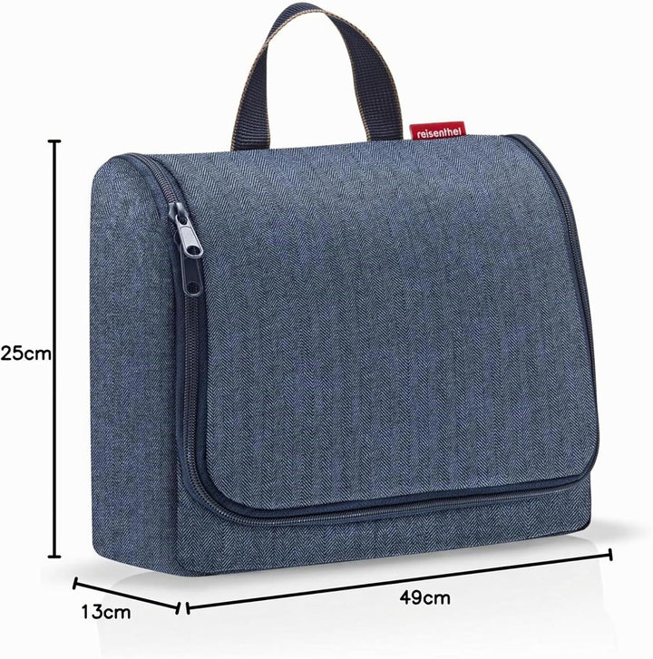Toiletbag XL Ferringbone Dunkelblau, Dunkelblau, ESTÁNDAR, Casual Herringbone Dark Blue, Herringbone