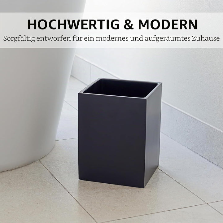 YEW DESIGN Kleiner Eckiger Mülleimer in Schwarz Matt, 7,5 L / 2 Gallonen – Papierkorb für Zuhause, B