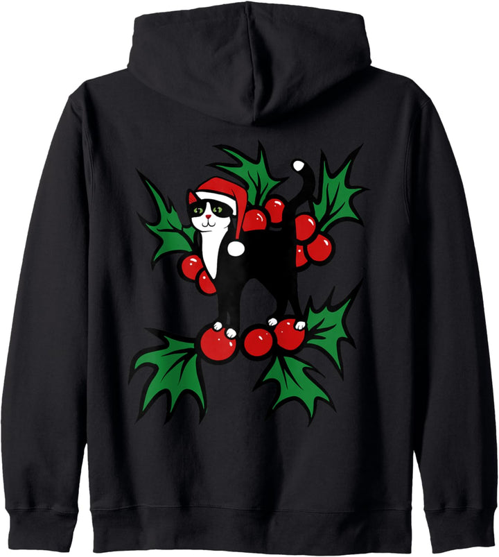 Merry Christmas Smoking Katze Frohe Weihnachten Kapuzenjacke