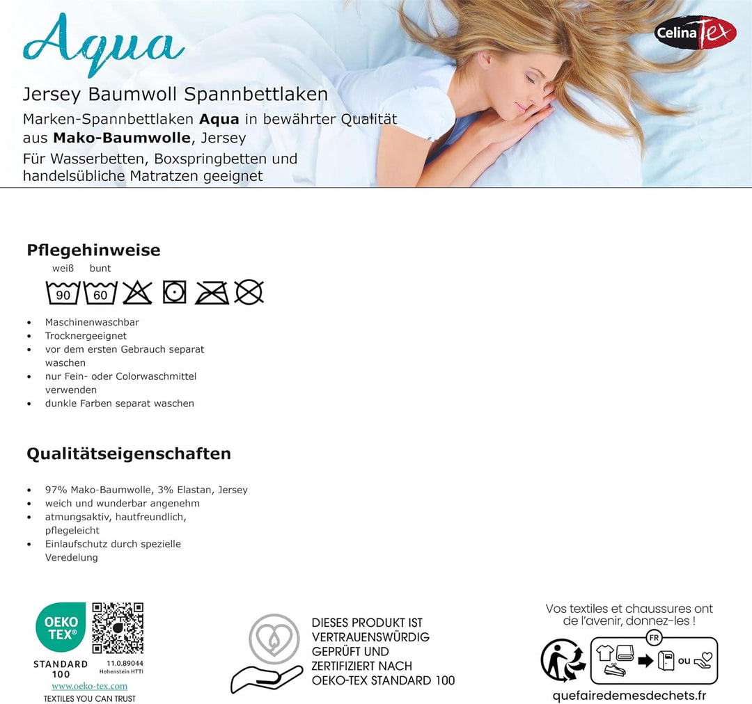 CelinaTex Aqua Wasserbett Boxspringbett Spannbettlaken 180x200-200x220 cm tannen grün Baumwolle Bett