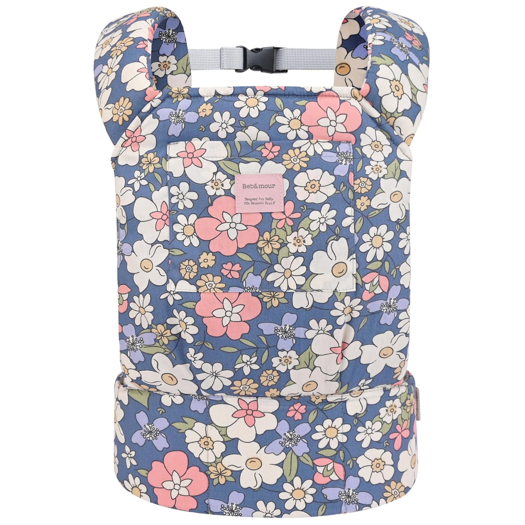 Bebamour Babypuppentrage für Kinder,Dark Blue Flowers, Dark Blue Flowers