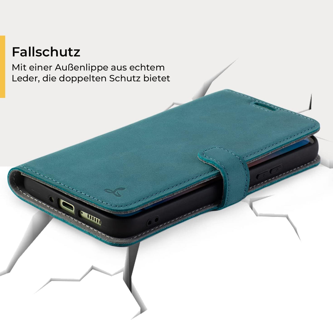 Snakehive Samsung Galaxy A34 Hülle Leder - Stylische Handyhülle mit Kartenhalter & Standfuss - Handy