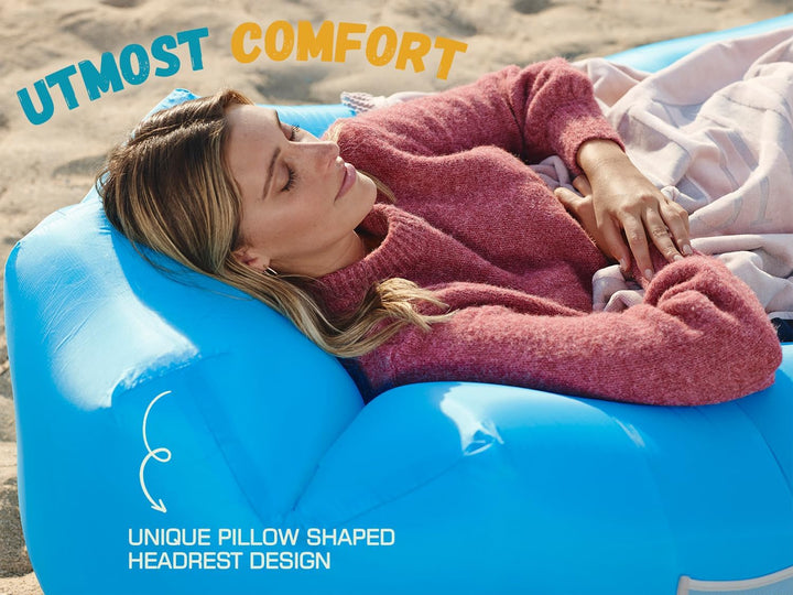 Wekapo Aufblasbarer Lounger mit Tragebeutel, Sicherungsstock und Pflaschenöffner für Reisen, Camping