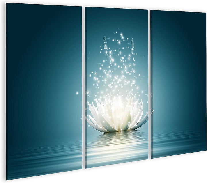 islandburner Bild auf Leinwand Lotusblume Glitzer Vor Blauem Hintergrund Bilder Wandbilder Poster Le