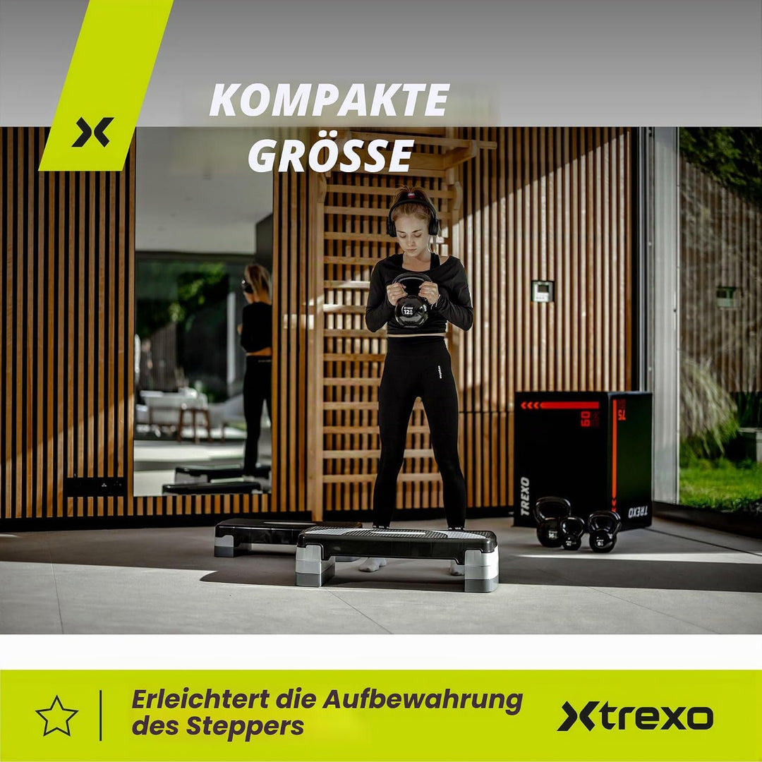 TREXO Aerobic Step 78 x 30 cm Für Cardio- und Fitnesstraining Höhenverstellbar 10-20 cm Langlebig au