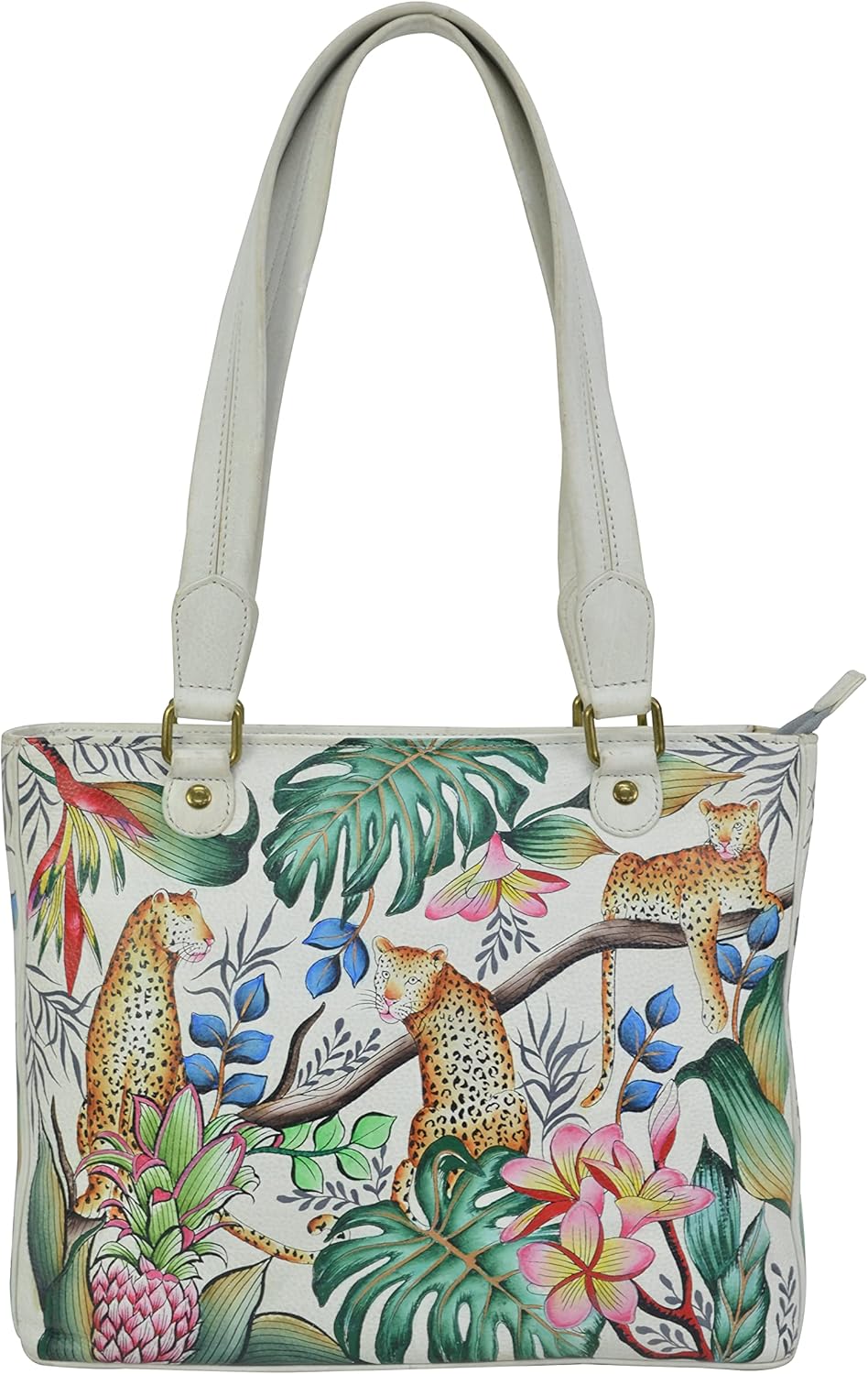 Anuschka Women's Messenger bag aus Echtleder, klein ?Handbemalte Handwerkskunst | Floral Charm