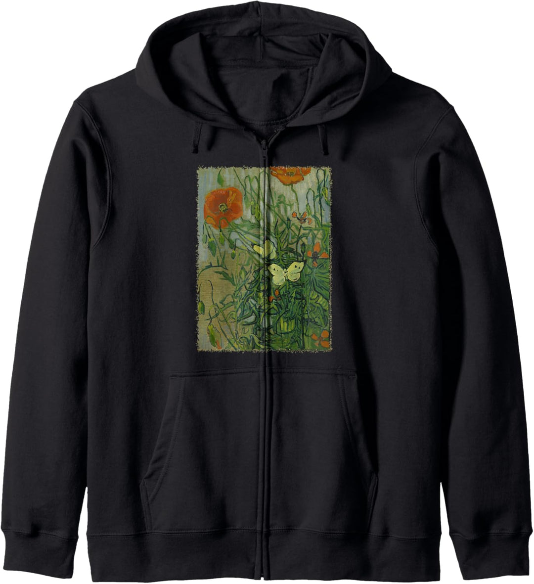 Schmetterlinge und Mohnblumen von Vincent van Gogh Kapuzenjacke