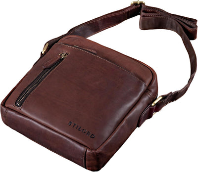 STILORD 'Benno' Leder Umhängetasche Herren klein für iPad 9,7' braun Vintage Herrentasche Messenger