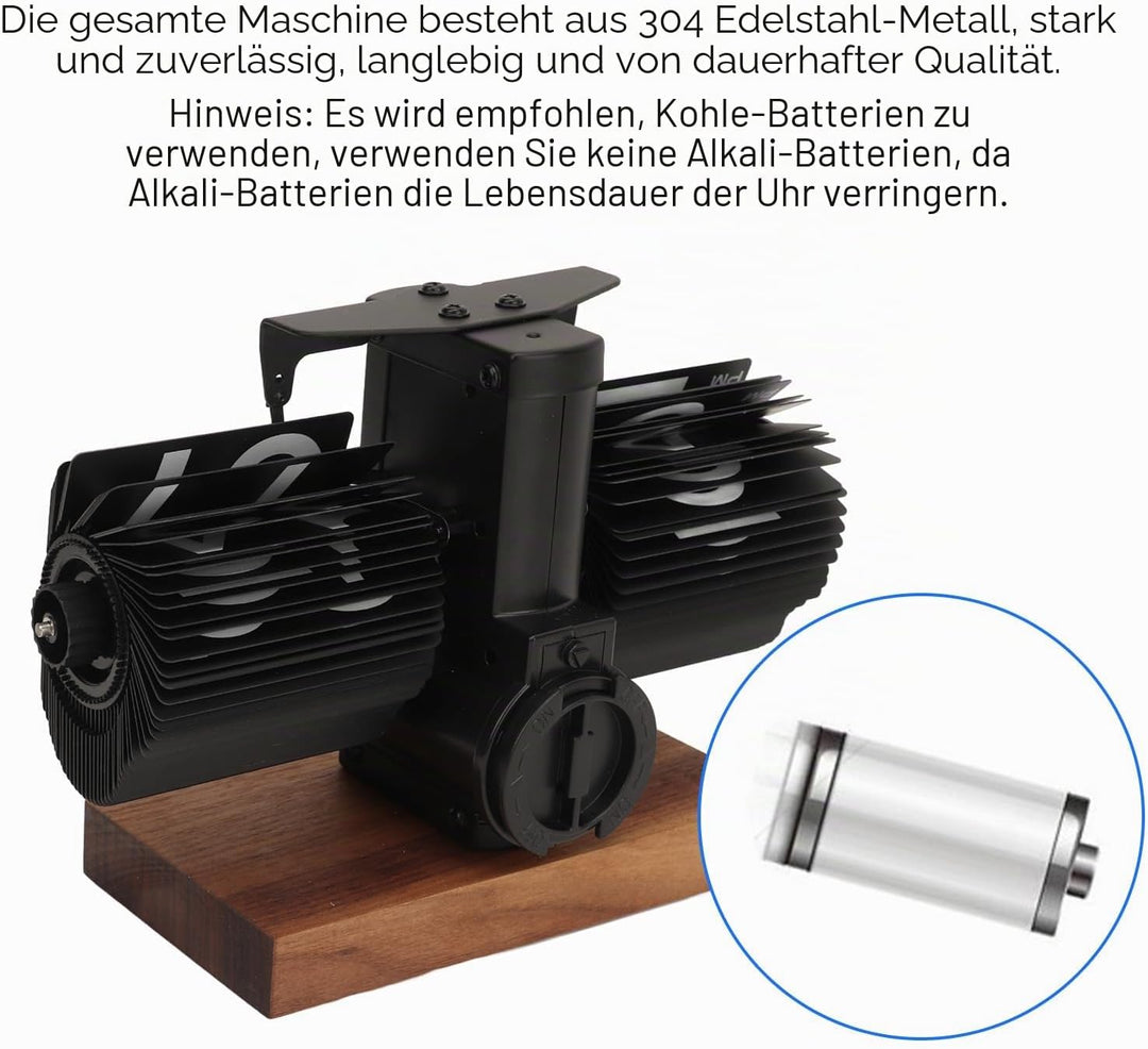 VBESTLIFE Flip-Tischuhr, Retro-Vintage-Auto-Flip-Tischuhr, Batteriebetriebene Uhr mit Grosser Zahl f