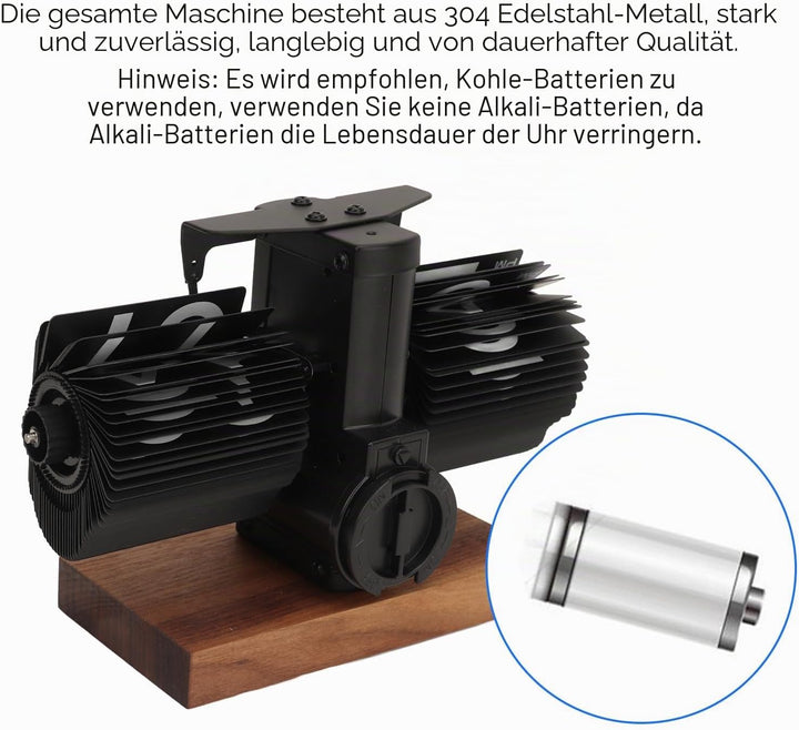 VBESTLIFE Flip-Tischuhr, Retro-Vintage-Auto-Flip-Tischuhr, Batteriebetriebene Uhr mit Grosser Zahl f