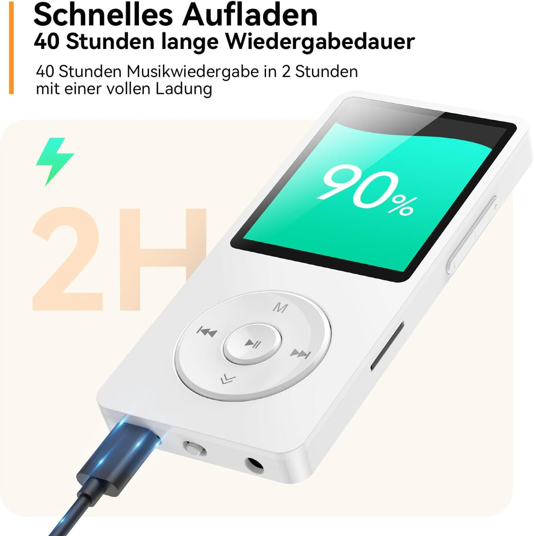 AGPTEK MP3 Player 32GB Bluetooth 5.3, 1.8 Zoll 40 Stunden Wiedergabezeit Digital Kinder MP3 Player m