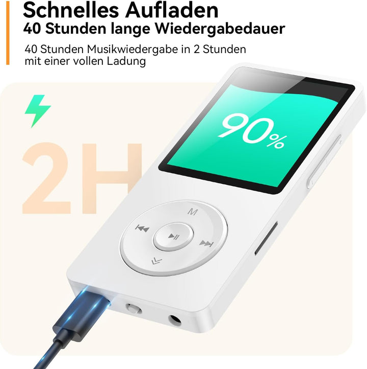AGPTEK MP3 Player 32GB Bluetooth 5.3, 1.8 Zoll 40 Stunden Wiedergabezeit Digital Kinder MP3 Player m