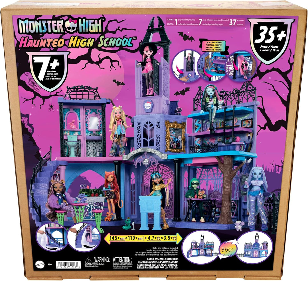 Monster High-Puppenhaus, Haunted High School-Spielset mit 7 Spielbereichen und 35+ Teilen zum Geschi
