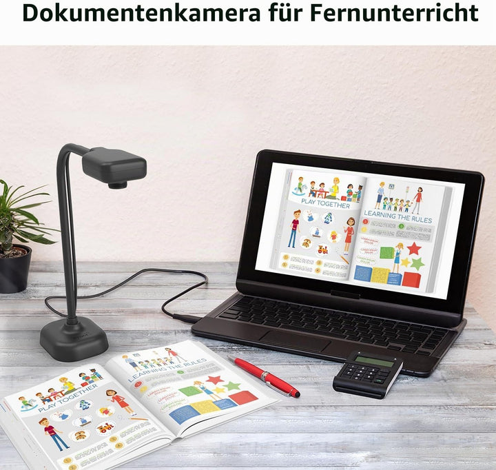 Dokumentenkamera für Lehrer und Klassenzimmer, USB-Webcam/Doc-Kamera, integriertes Mikrofon, Mac OS,