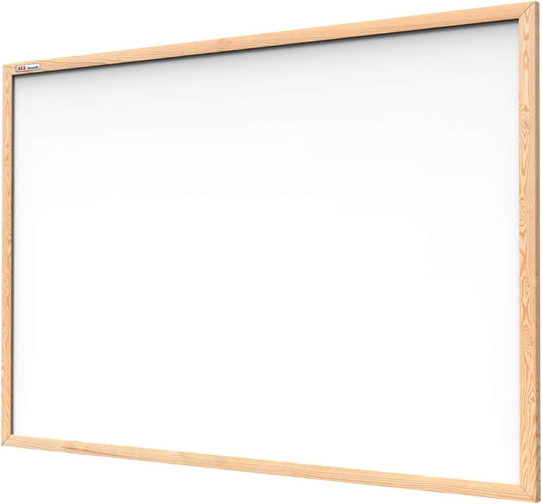 ALLboards Whiteboard mit Holzrahmen 80x50cm Magnettafel Weiss Magnetisch, Trocken Abwischbar 80x50cm