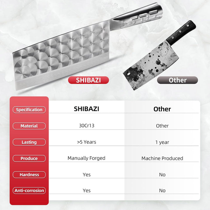 SHI BA ZI ZUO Metzgermesser Professionelles Küchenmesser Gemüsemesser für Müheloses, Präzises Schnei