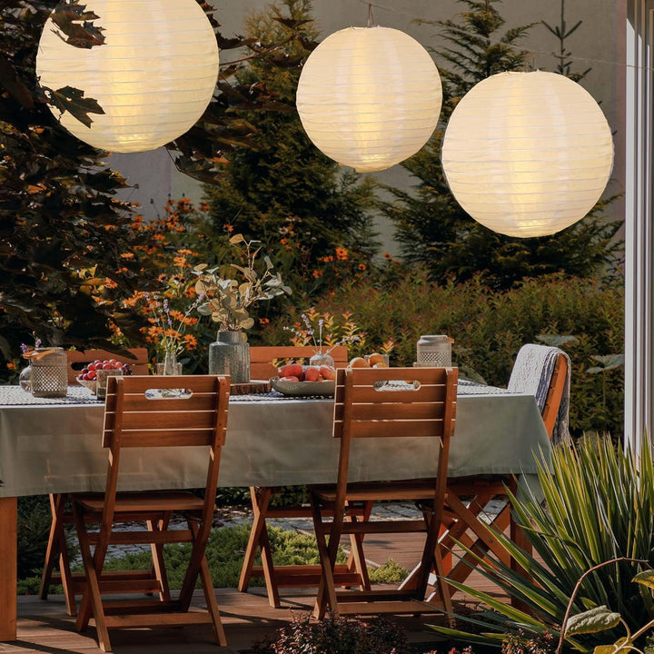 Hellum LED Lampions aussen wetterfest mit Fernbedienung 3er Set, Lampions weiss mit warmweissen LED