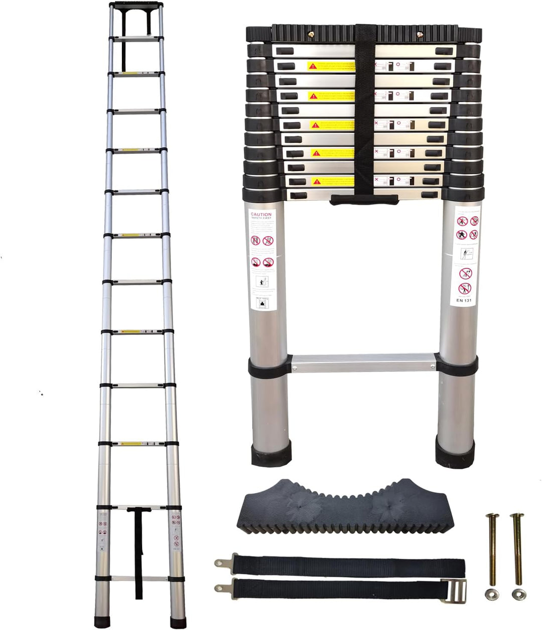 Hooha Aluminium Teleskopleiter Hohe Klappbar 5,1M mit Anti-rutsch Gummipuffer Leiter fur Dachbodenle