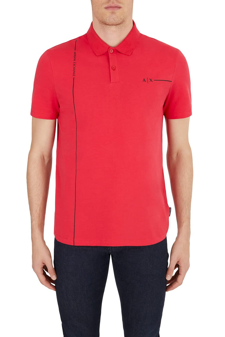 Armani Exchange Herren Nachhaltig, Logo-Linien-Detail, Normale Passform. Polo Sweater, Lipstick Red