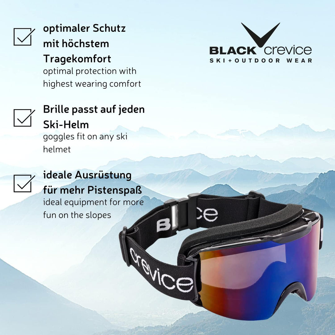 Black Crevice Skibrille im Frameless Design I Ski-Brille in verschiedenen Farben I Snowboard-Brille