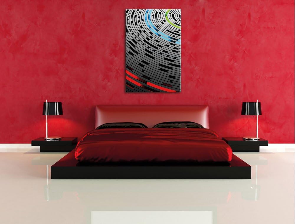 Pixxprint Abstrakte Schallplatte Love Music / 100x70cm Leinwandbild bespannt auf Holzrahmen/Wandbild