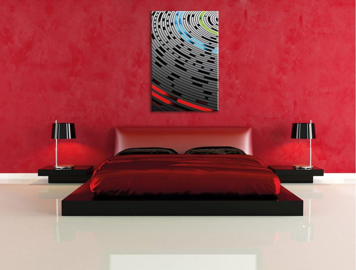Pixxprint Abstrakte Schallplatte Love Music / 100x70cm Leinwandbild bespannt auf Holzrahmen/Wandbild