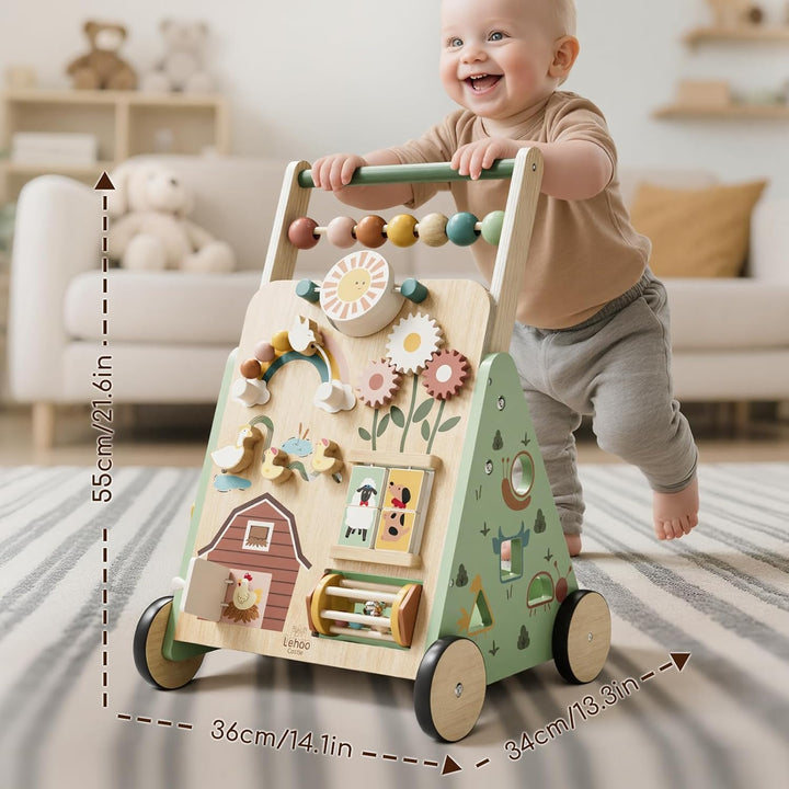 Lauflernwagen, Bauernhof Lauflernhilfe mit 10-in-1 Activity Center, Gehhilfe Baby, Lauflernwagen Hol