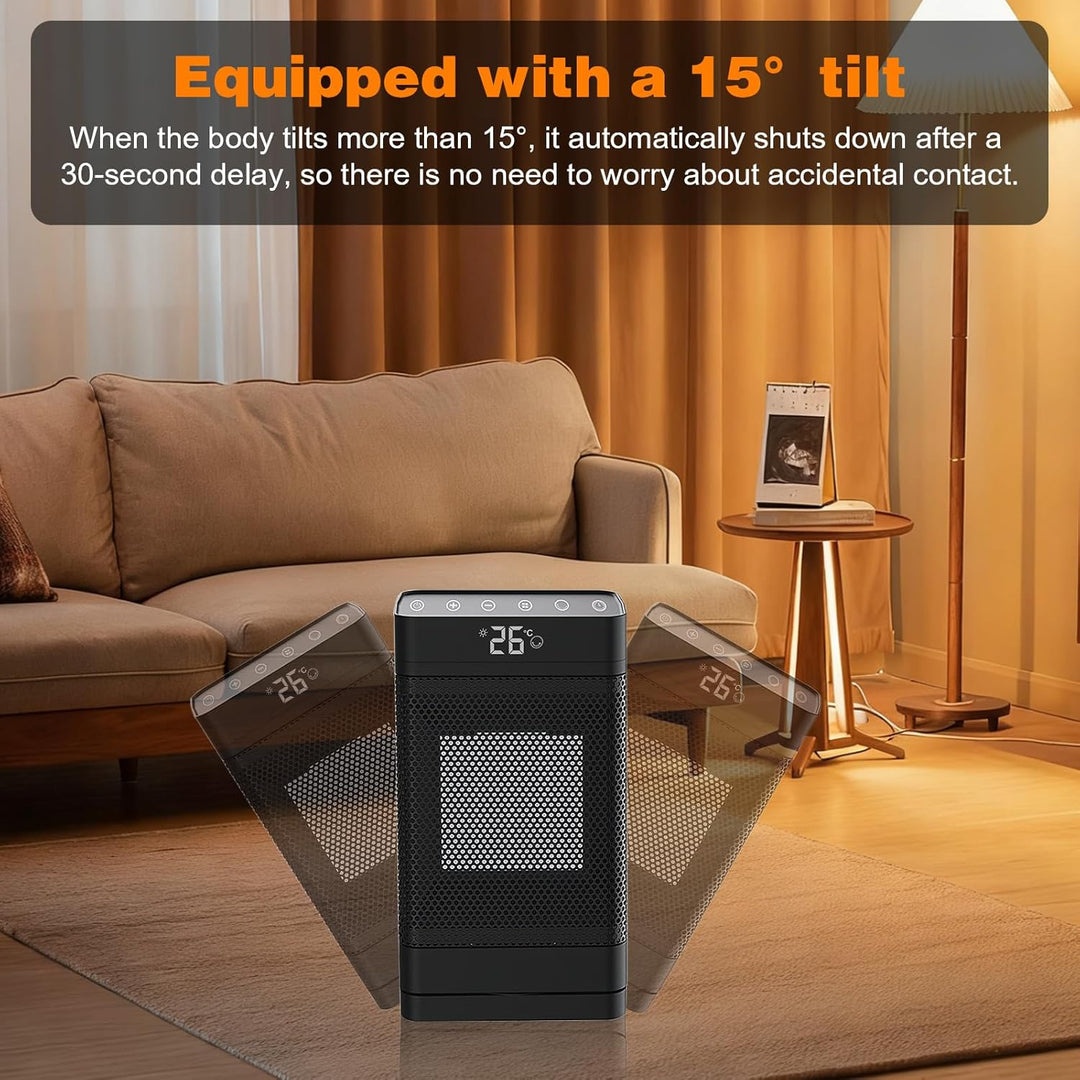 Heizlüfter 1500W，PTC Keramik Heizlüfter Energiesparend Leise mit ECO Modus,4 Heizmodi mit 70 ° Oszil