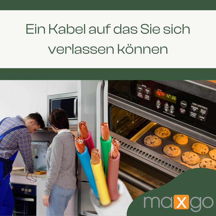 maxgo Herdanschlusskabel 35m H05VV-F 5x2,5 Kabel Herd Anschlusskabel Anschluss-Set für Backöfen &amp; He