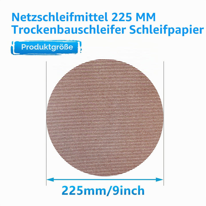 20 Stück Schleifgitter 225mm klett 150 körnung, für Trockenbauschleifer und Deckenschleifer Körnung