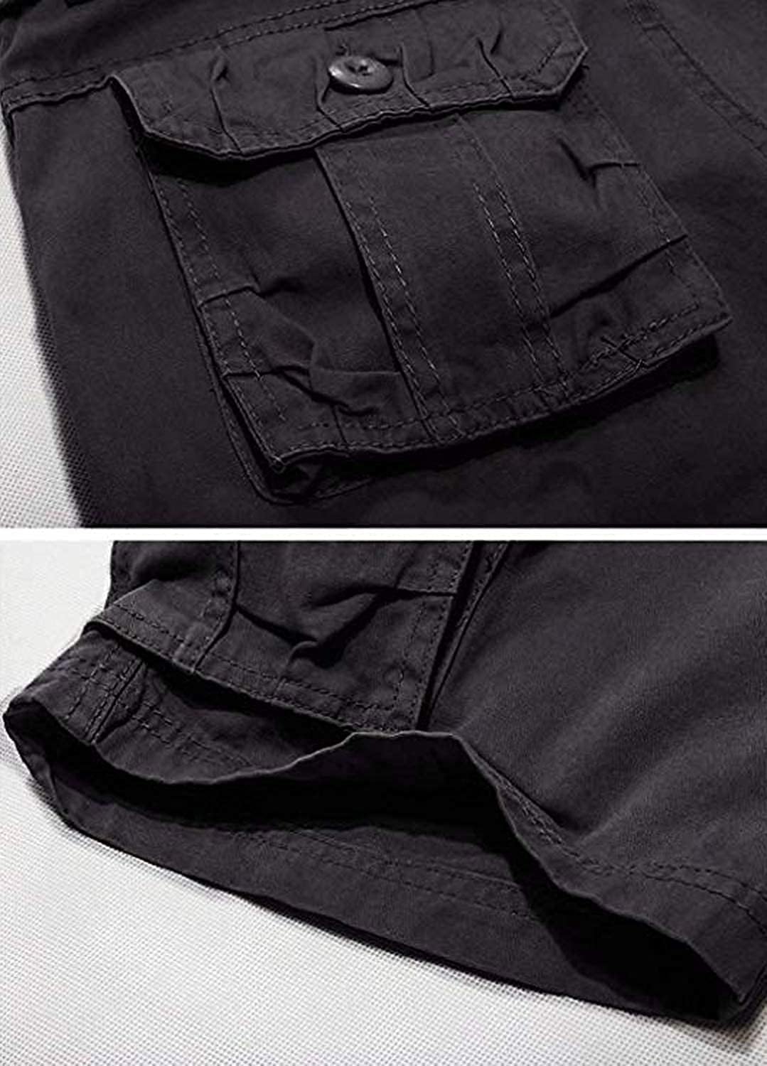 Herren Cargo Shorts Kurze Hose mit 6 Tasche Baumwolle Bermuda Short Stoffhose mit Reissverschlusstas