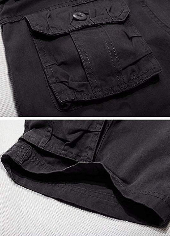 Herren Cargo Shorts Kurze Hose mit 6 Tasche Baumwolle Bermuda Short Stoffhose mit Reissverschlusstas