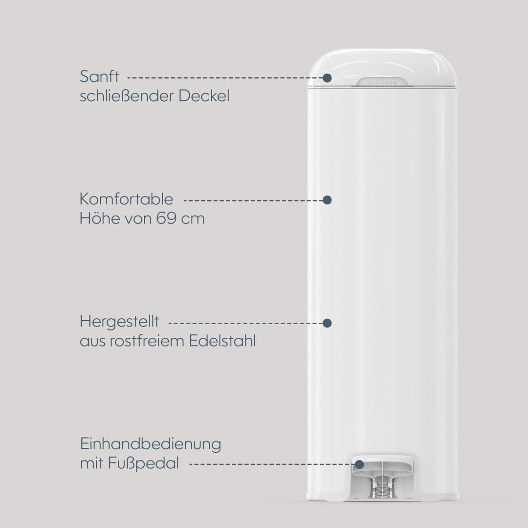Diaper Genie Platinum Edelstahl Windeleimer mit Fusspedal, neuartiges System mit abreissbaren Beutel