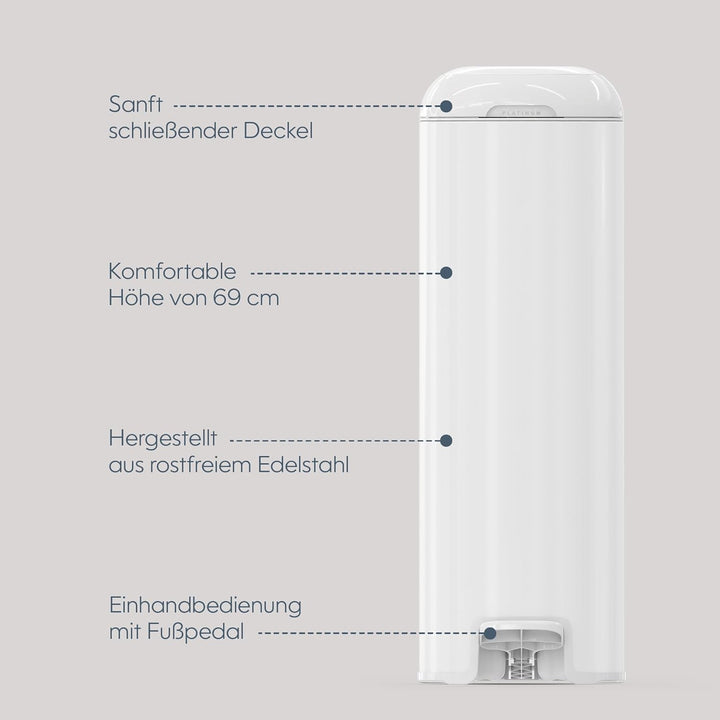 Diaper Genie Platinum Edelstahl Windeleimer mit Fusspedal, neuartiges System mit abreissbaren Beutel