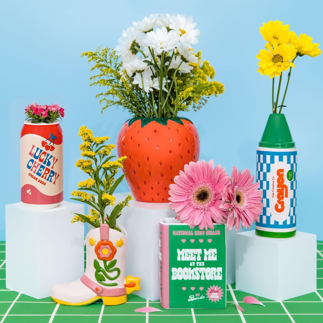 ban.do Kleine dekorative Vase, Bunte Keramikvase, Regaldekoration für Zuhause oder Büro, Vintage-ins