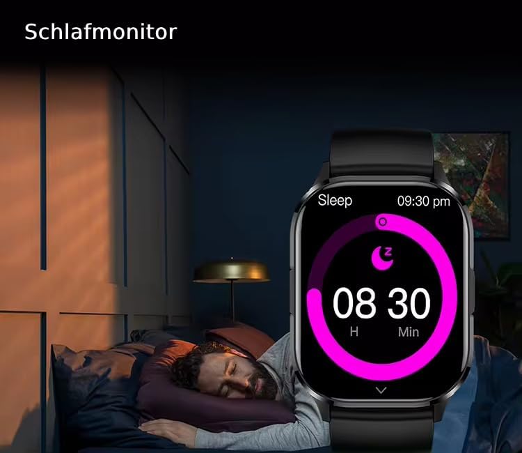 Bliknes K21 Smartwatch 2,01 Zoll für Damen Herren mit Telefonfunktion und Benachrichtigungen, kompat