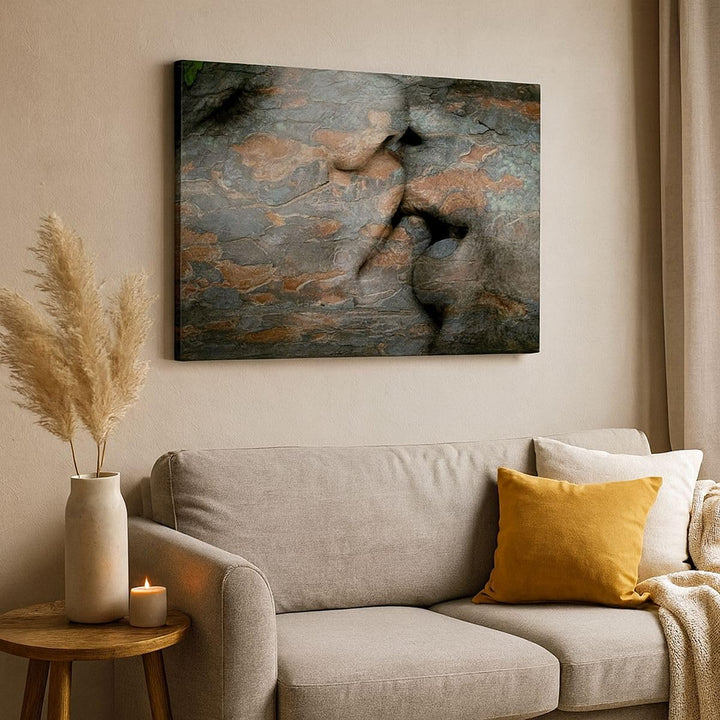 Bilder auf Leinwand 100x70cm Leinwandbild Frau Mann Kuss Abstraktion Gross Wanddeko Bild Schlafzimme