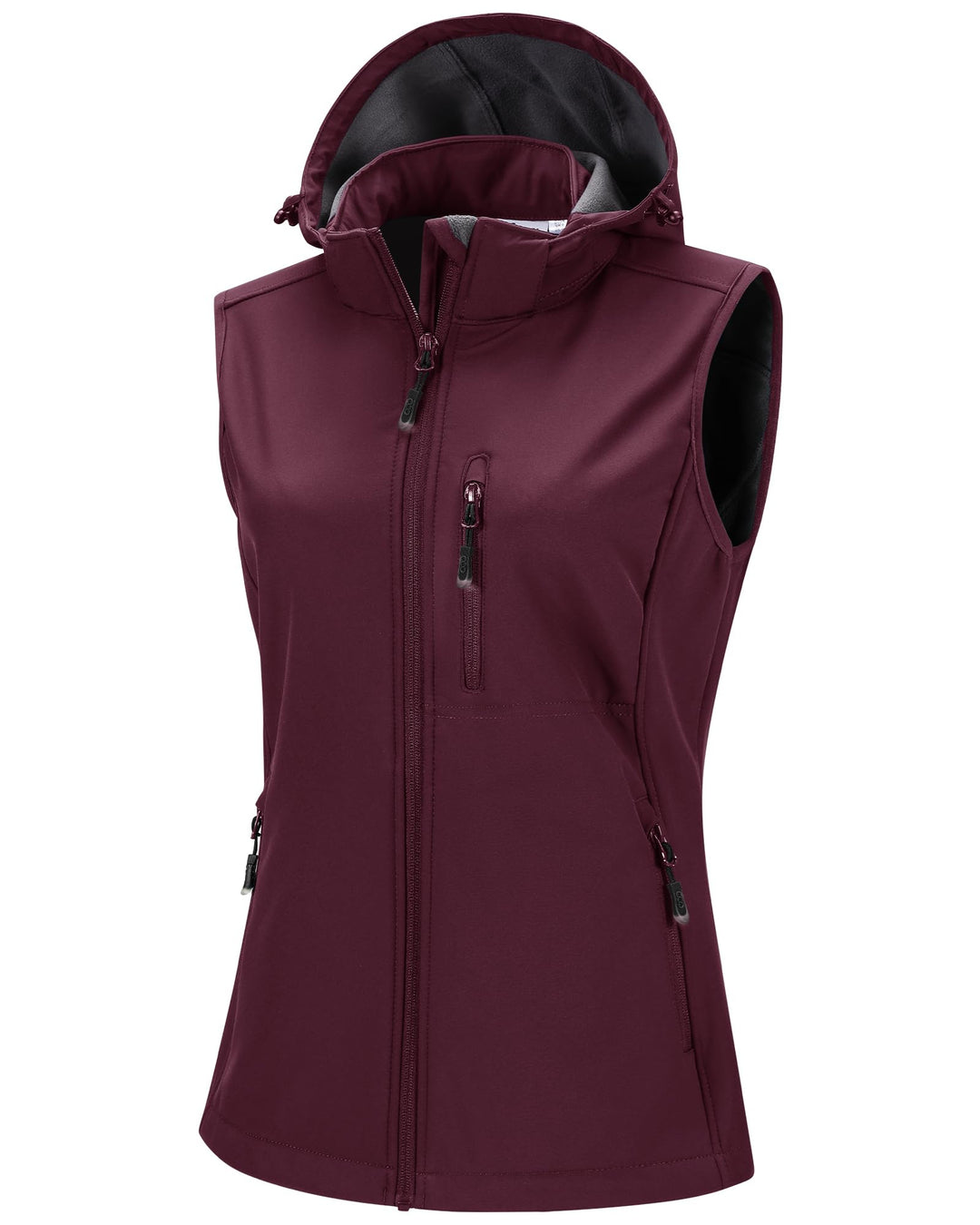 33,000ft Damen Softshell Westen mit Abnehmbare Kapuze Fleece Gefütterte Ärmellose Jacke Wasserdichte