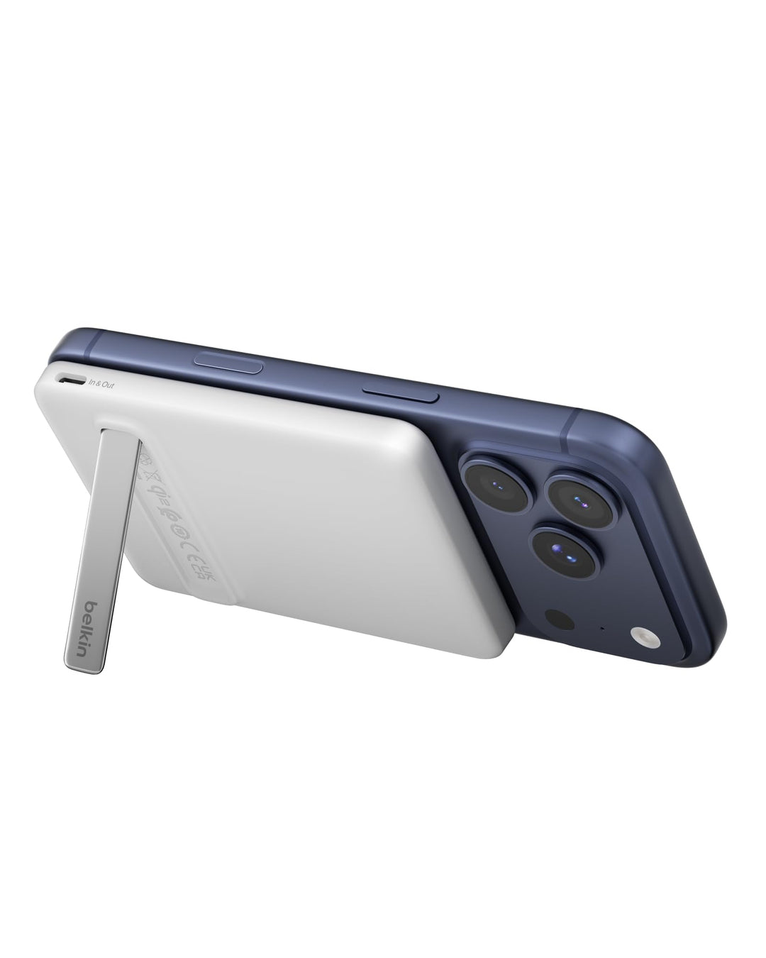 Belkin BoostCharge 5000mAh Magnetische Power Bank mit Ständer – Weiss | 5K Qi2 Kabelloses Ladegerät,