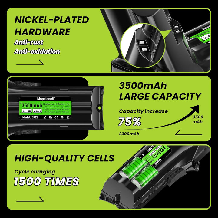 3500mAh 25,2V Ersatzakku für Philips SpeedPro Max, FC6826/01, FC6823, XC7042/01, XC7043/01, XC8045/0