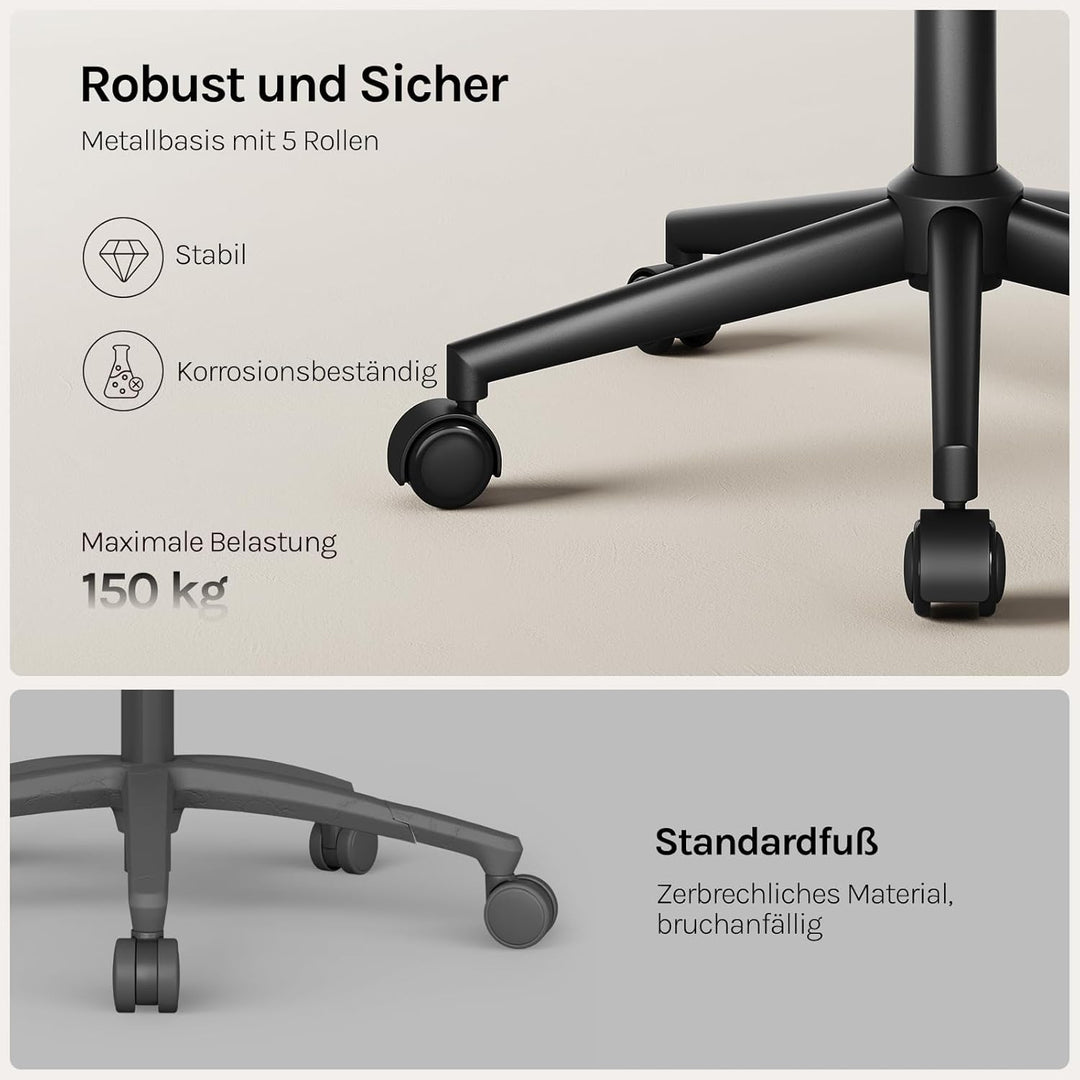 WOLTU Homeoffice Stuhl, Schreibtischstuhl, Drehstuhl, Schminkstuhl, höhenverstellbar, bis 150 kg bel
