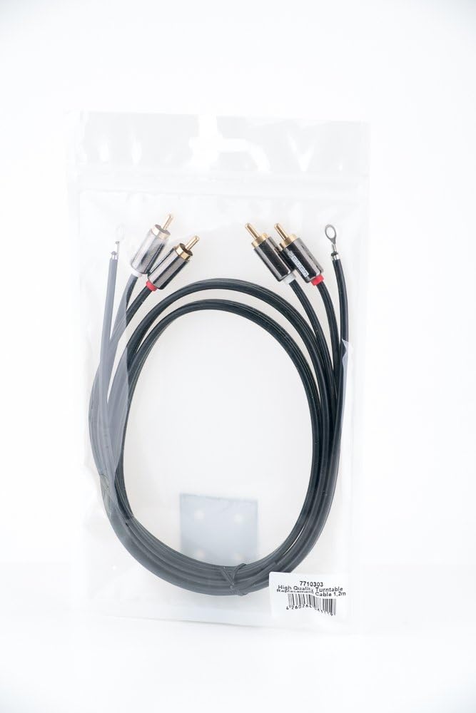 7even High Quality Turntable Replacement Cable - Plattenspieler-Ersatz Cinch Kabel 1,2 mtr mit Erdun