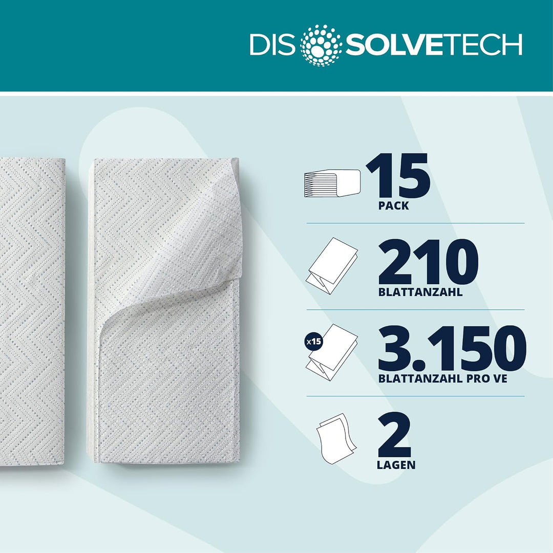 Papernet DissolveTech 411169 V-Falz Papierhandtuch, 2-lagig schnell lösliche Papierhandtücher, weiss