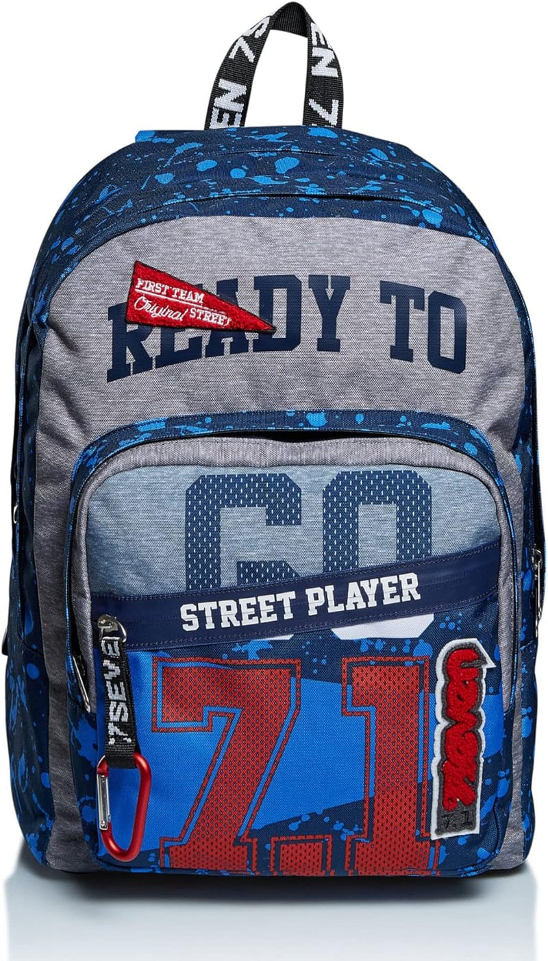 RUCKSACK OUTSIZE SEVEN STREET PLAYER Backpack für Schule, Uni & Freizeit, Geräumige Schultasche für