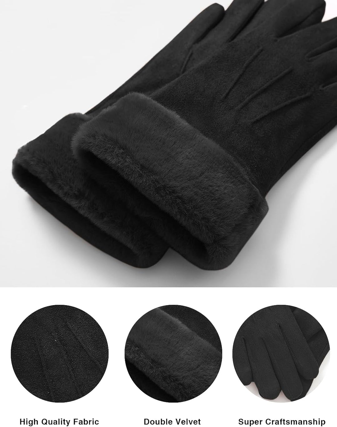 vislivin Handschuhe Damen Winter Warm Handschuhe Touchscreen Handschuh mit Gefütterte Schwarz L, Sch