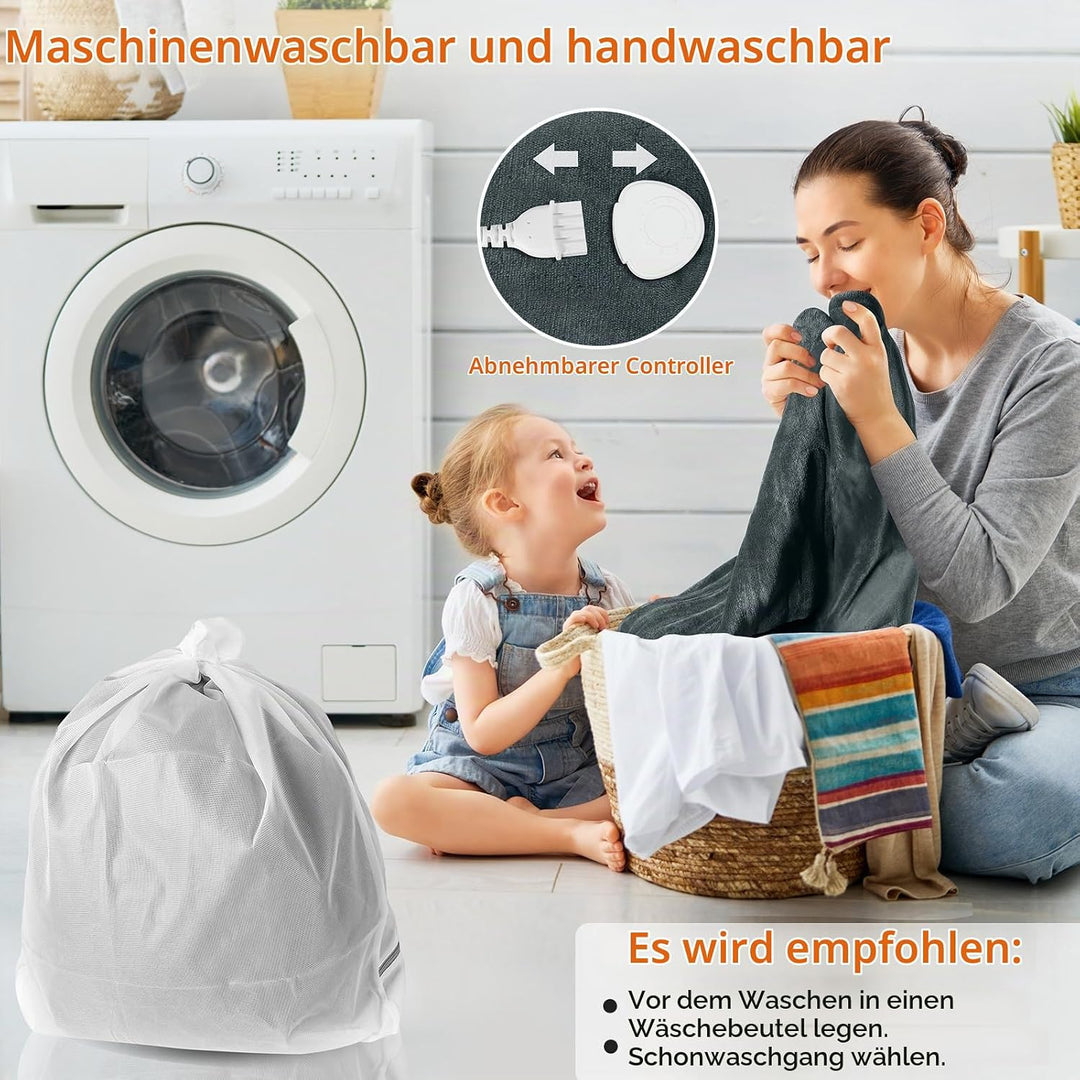 MYCARBON Heizdecke mit abschaltautomatik 180x160cm, Waschbar Wärmedecke Elektrisch mit 6 Heizstufen
