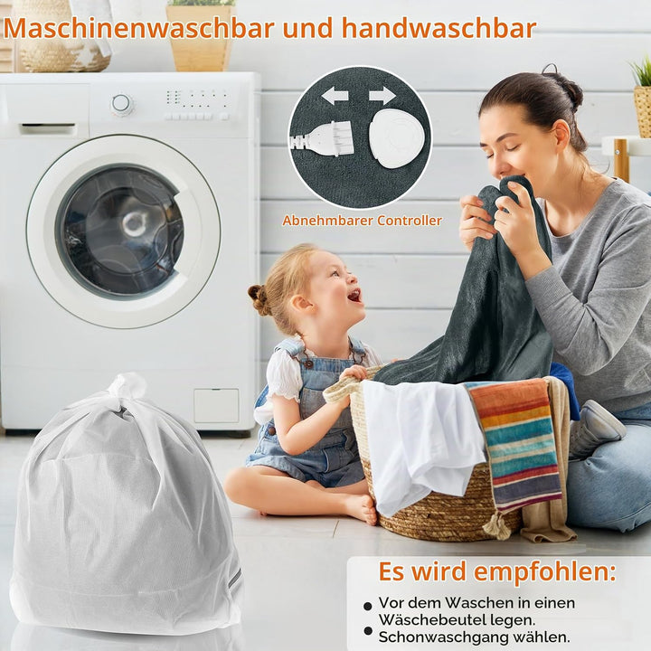 MYCARBON Heizdecke mit abschaltautomatik 180x160cm, Waschbar Wärmedecke Elektrisch mit 6 Heizstufen