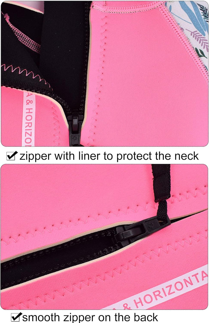 Mädchen 2.5mm Neoprenanzug Kinder Einteiler Tauchanzug Shell Gedruckt Kurzarm Shorty Badeanzug Patch